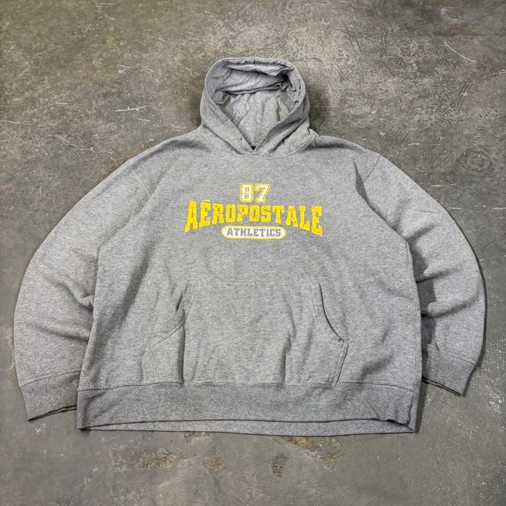 Vintage Aeropostale Athletics Grey Hoodie Y2K Skater Grunge Mens XL 0032